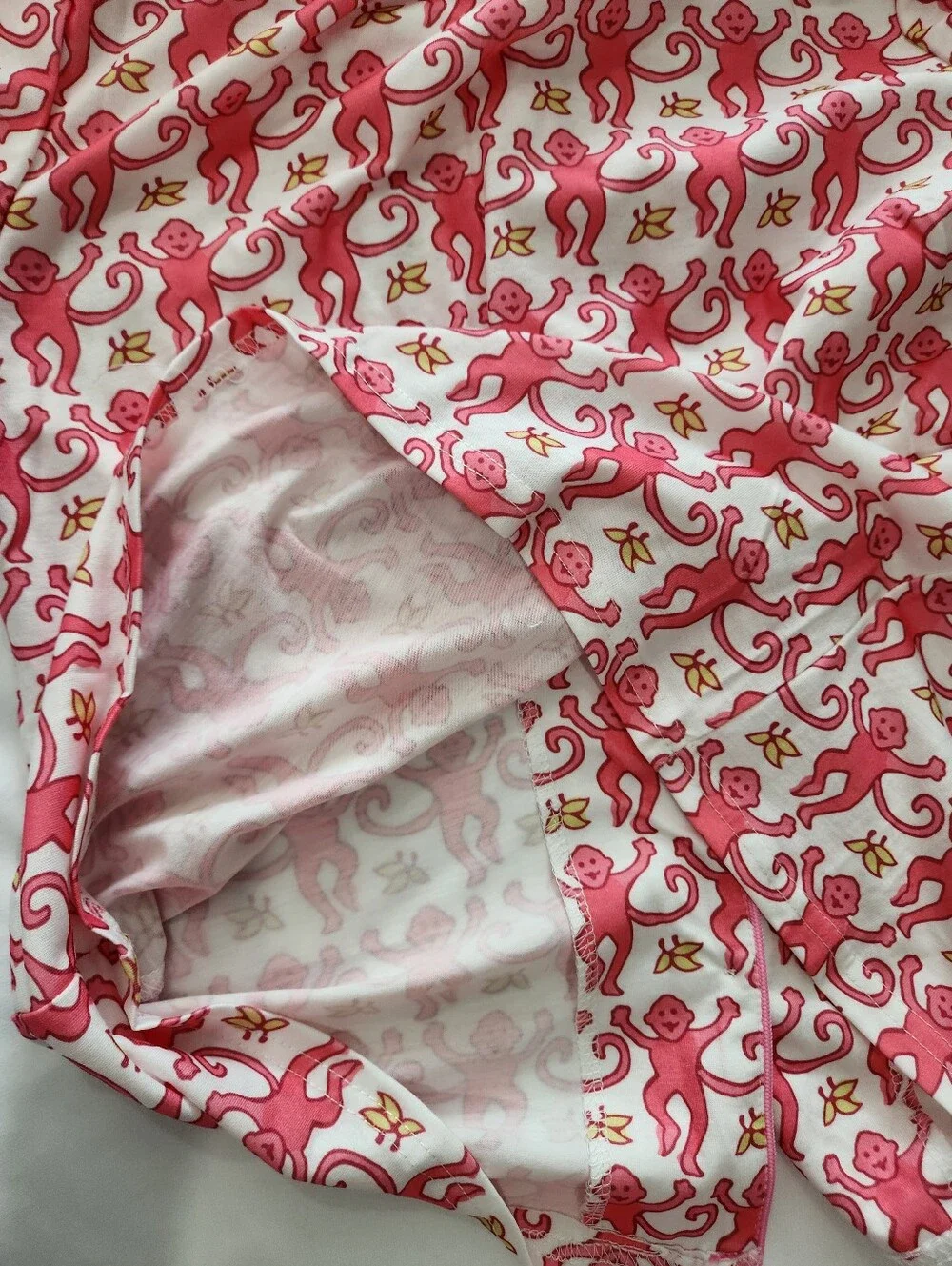 Girls Size 10 Years Pink Monkey Print Short Sleeve Lightweight Pajama Set